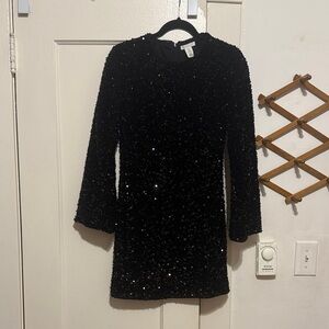 H&M Black Sequin Mini Dress
